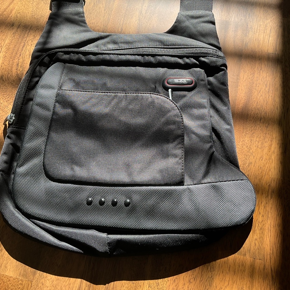 Tumi Black and Red Messenger Bag - Picture 3 of 13